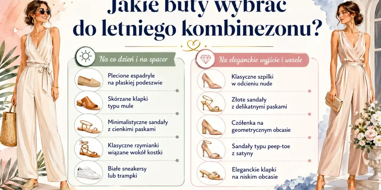 Jakie buty do kombinezonu? Stylizacje na co dzień i na wesele: espadryle, sandały, szpilki, klapki.