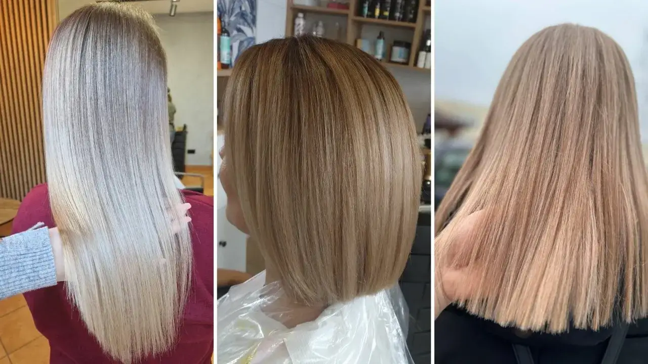 Trzy fryzury z pięknym, naturalnym odcieniem blond. Od jasnego popielatego po ciepły karmelowy.